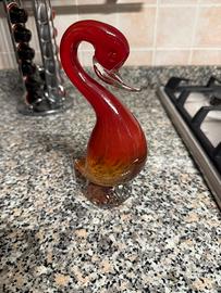 Cigno rosso vetro di Murano