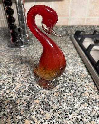 Cigno rosso vetro di Murano