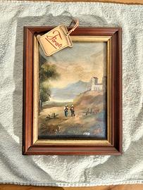 Quadro vintage olio paesaggio cornice legno