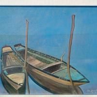 Quadro vintage barche pescatori