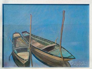 Quadro vintage barche pescatori