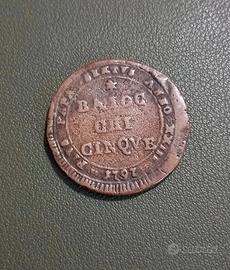 Rara moneta 5 baiocchi 1797 - testa madonnina - st