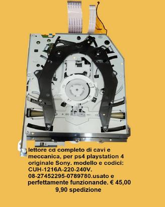 lettore cd+ meccanica playstation 4 originale sony