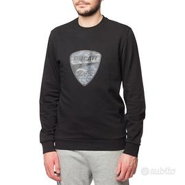 Felpa girocollo nera da uomo con logo camouflage D