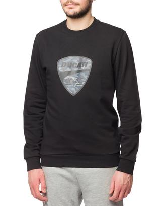 Felpa girocollo nera da uomo con logo camouflage D