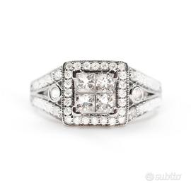 Anello in oro bianco 14 ct. con diamanti