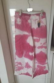 Pantalone Donna gamba ampia Bianco Fuxia Taglia: M