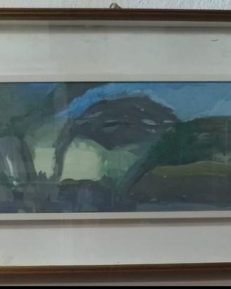 Nino Dore, Paesaggio, Tempera su cartone