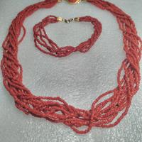 Parure Vintage in Corallo  Naturale con scarabeo