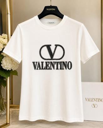 Maglia Valentino bianca con logo ricamato