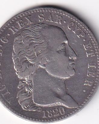 italia stati-savoia-5 lire 1820-vitt.emanuele I