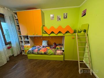 Cameretta rovere due livelli - due letti