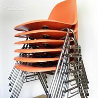 6 Sedie vetroresina design Eames restaurate vitra