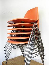 6 Sedie vetroresina design Eames restaurate vitra