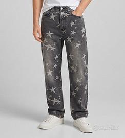 Jeans grigi stampa a stelle
