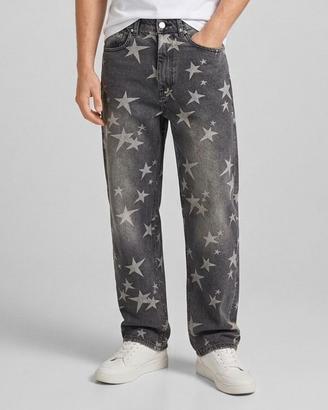Jeans grigi stampa a stelle