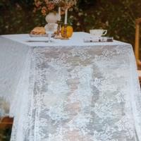 Tovaglia pizzo stile Francese  bianco -:300x150 cm