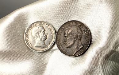 2 Monete del regno d'Italia. 2 Lire - 10 Cent.