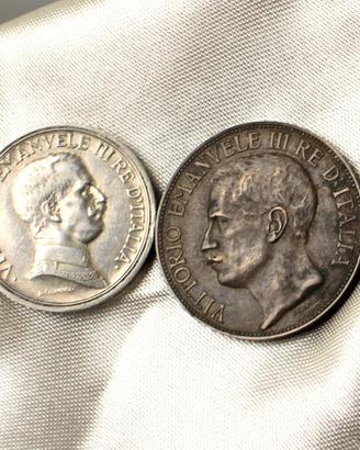 2 Monete del regno d'Italia. 2 Lire - 10 Cent.