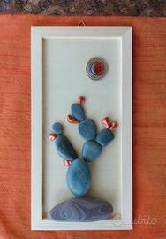 quadretto decorativo cactus di pietra