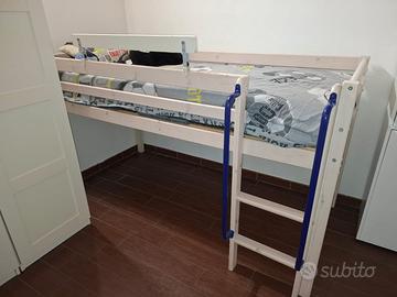 Letto a soppalco in legno per bambini/ragazzi