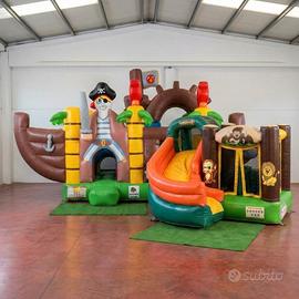 2 Gonfiabili Bambini: Nave pirata + Scivolo giungl