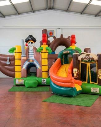 2 Gonfiabili Bambini: Nave pirata + Scivolo giungl