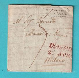 ANTICA LETTERA MANOSCRITTA DEL 1812, BOLOGNA-MI