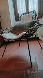 poltrona stile svedese in bambù e stoffa