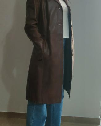 Cappotto lungo in vera pelle 