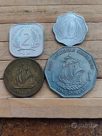 Set 4 monete Caraibi Orientali con rara del 1955