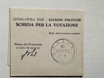 Scheda elettorale XXIX Legislatura 1934