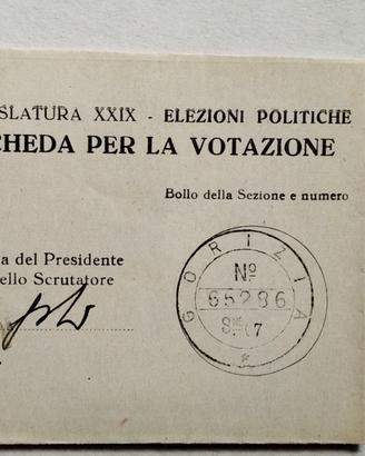 Scheda elettorale XXIX Legislatura 1934