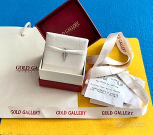 GOLD GALLERY CIONDOLO CROCE ORO 375 CON DOPPI ZIRC