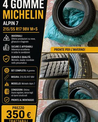 4 pneumatici invernali Michelin  Alpin 7