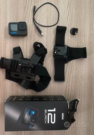 GOPRO HERO 12 CON HEAD STRAP+CHEST STRAP+CAVO USB