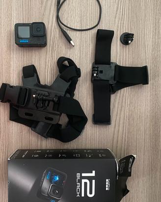 GOPRO HERO 12 CON HEAD STRAP+CHEST STRAP+CAVO USB