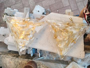 Coppia di applique triangolari in vetro di Murano