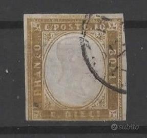 Antichi Stati Italiani -Sardegna 10c. oliva chiaro