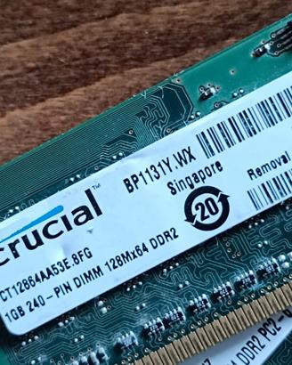 RAM crucial DIMM 4 pezzi da 1 gb per pc FISSO