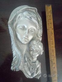 Icona quadro in peltro Madonna con Gesù bambino