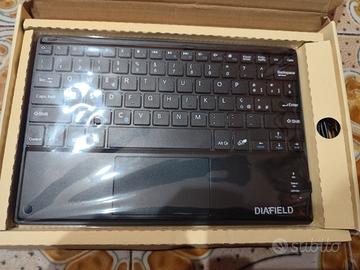 DIAFIELD Tastiera wireless nera, Touchpad,QWERTY