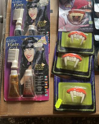 Halloween dracula denti, glitter unghie