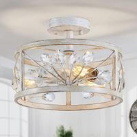 Lampadario a foglia di cristallo WUZUPS, 3 luci,