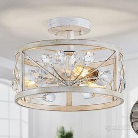 Lampadario a foglia di cristallo WUZUPS, 3 luci,