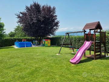 parco giochi altalena scivolo Wickey legno 