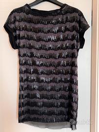 Twinset - tunica/miniabito paiettes nero