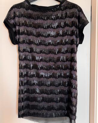 Twinset - tunica/miniabito paiettes nero