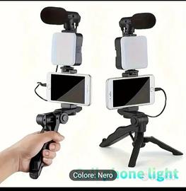 TREPPIEDE + MICROFONO x smartphone - NUOVO -