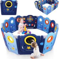 Box recinto per bambini 14 pannelli azzurro + blu